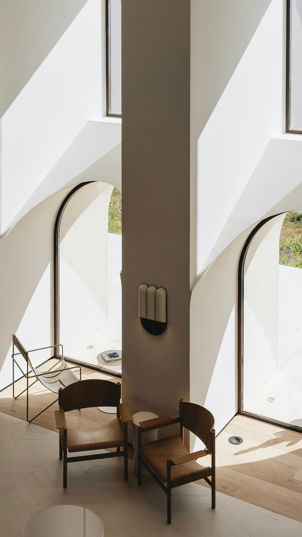 Warm, modern reception seating area